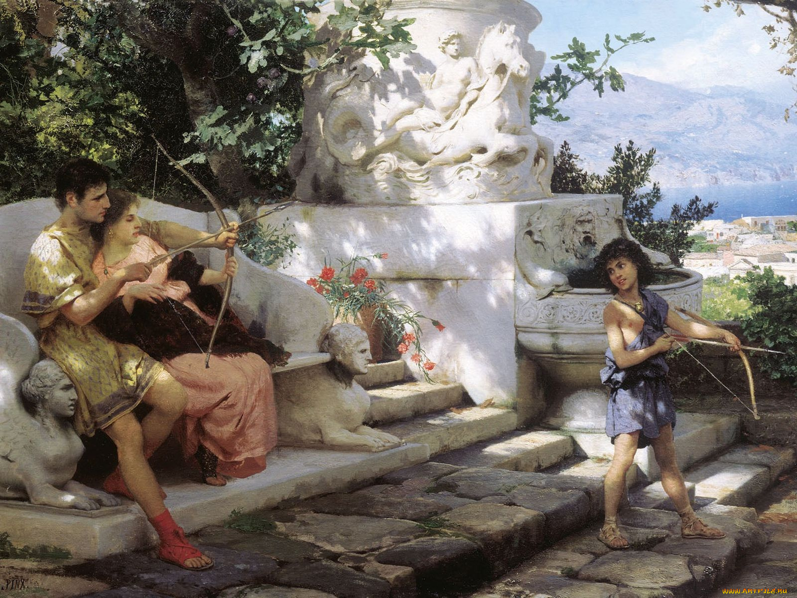 генрих, семирадский, рисованные, oпасный, урок, живопись, классическое, искусство