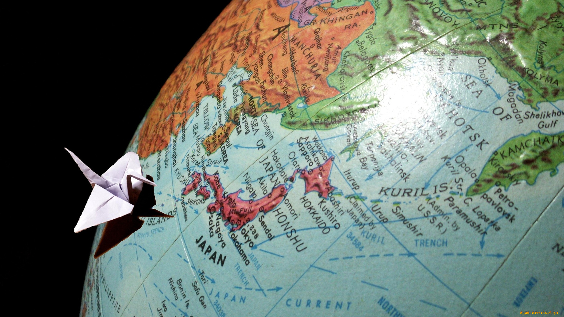разное, глобусы, карты, Япония, журавлик, глобус