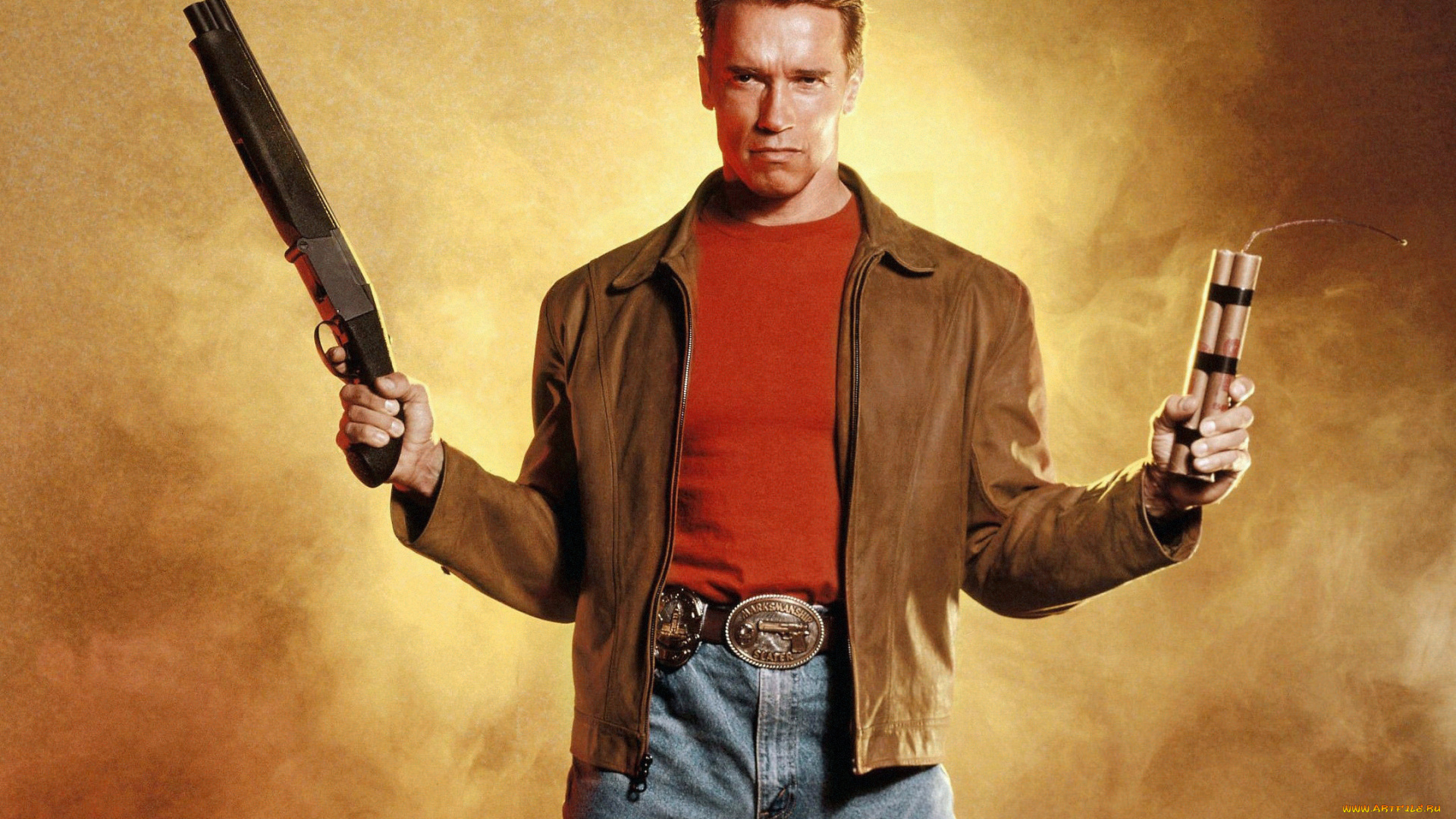 arnold, schwarzenegger, мужчины, актер, обрез, динамит, значок, куртка