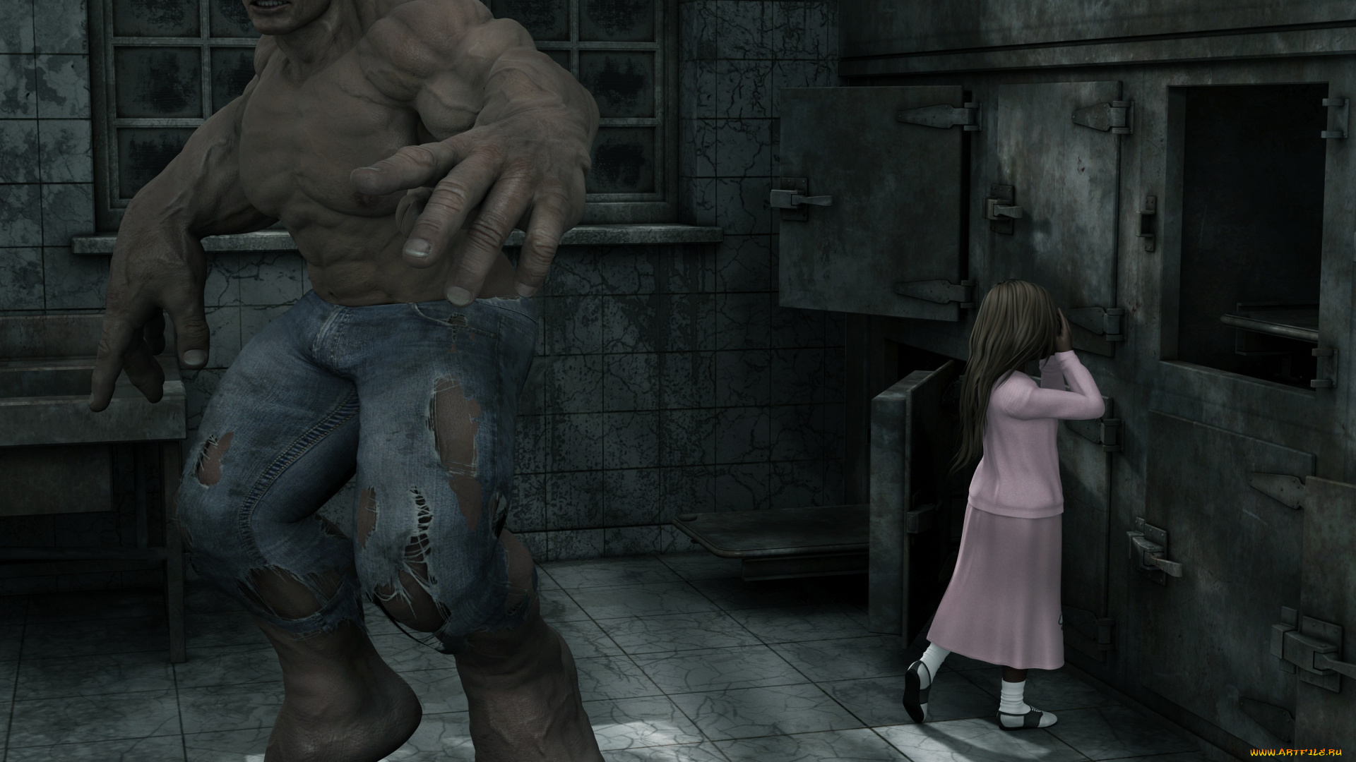 3д, графика, fantasy, , фантазия, девочка, монстр