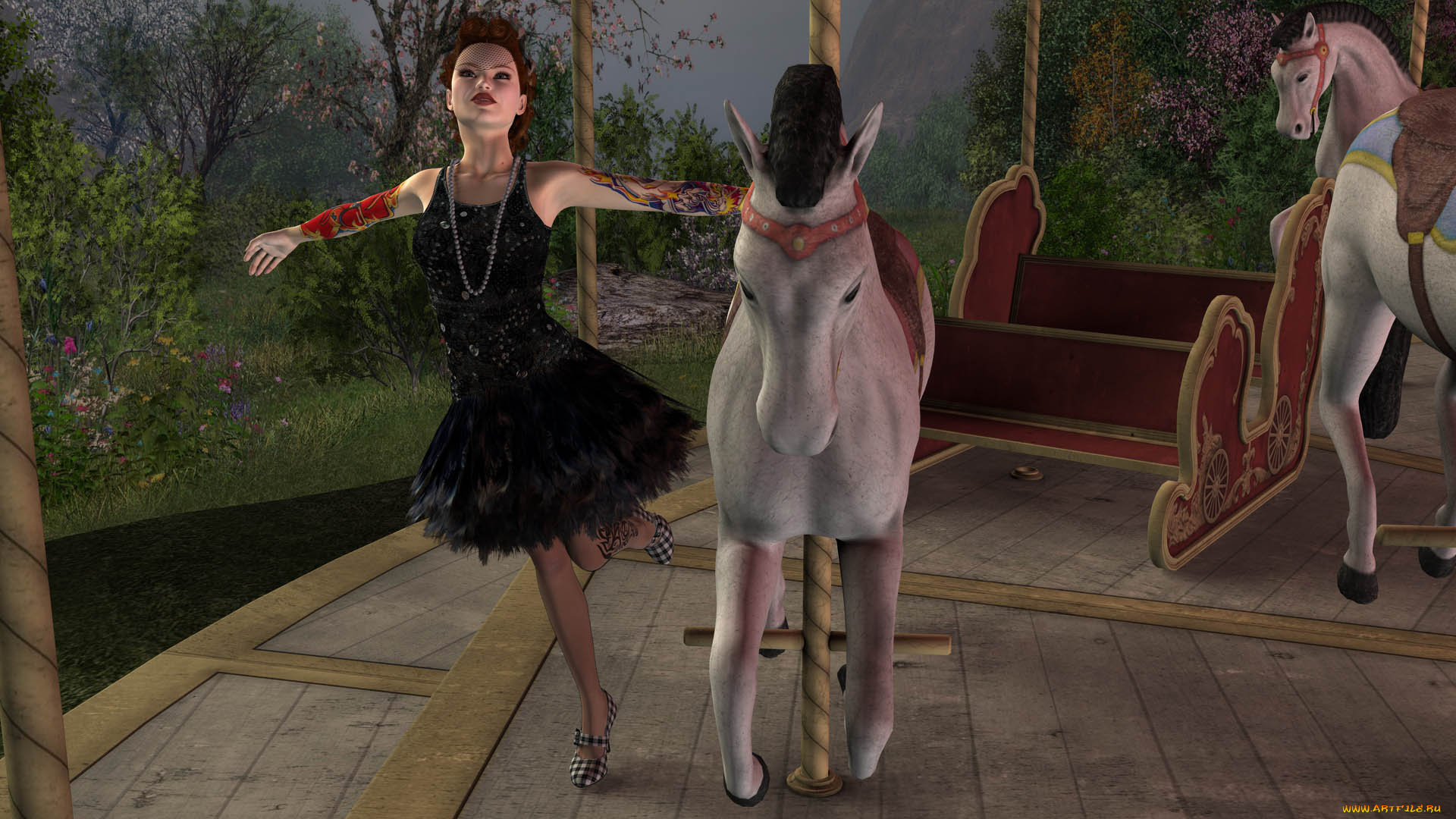 3д, графика, people, , люди, аттракцион, девушка