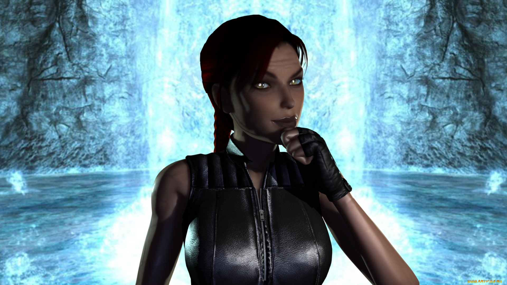 3д, графика, people, , люди, девушка, водопад