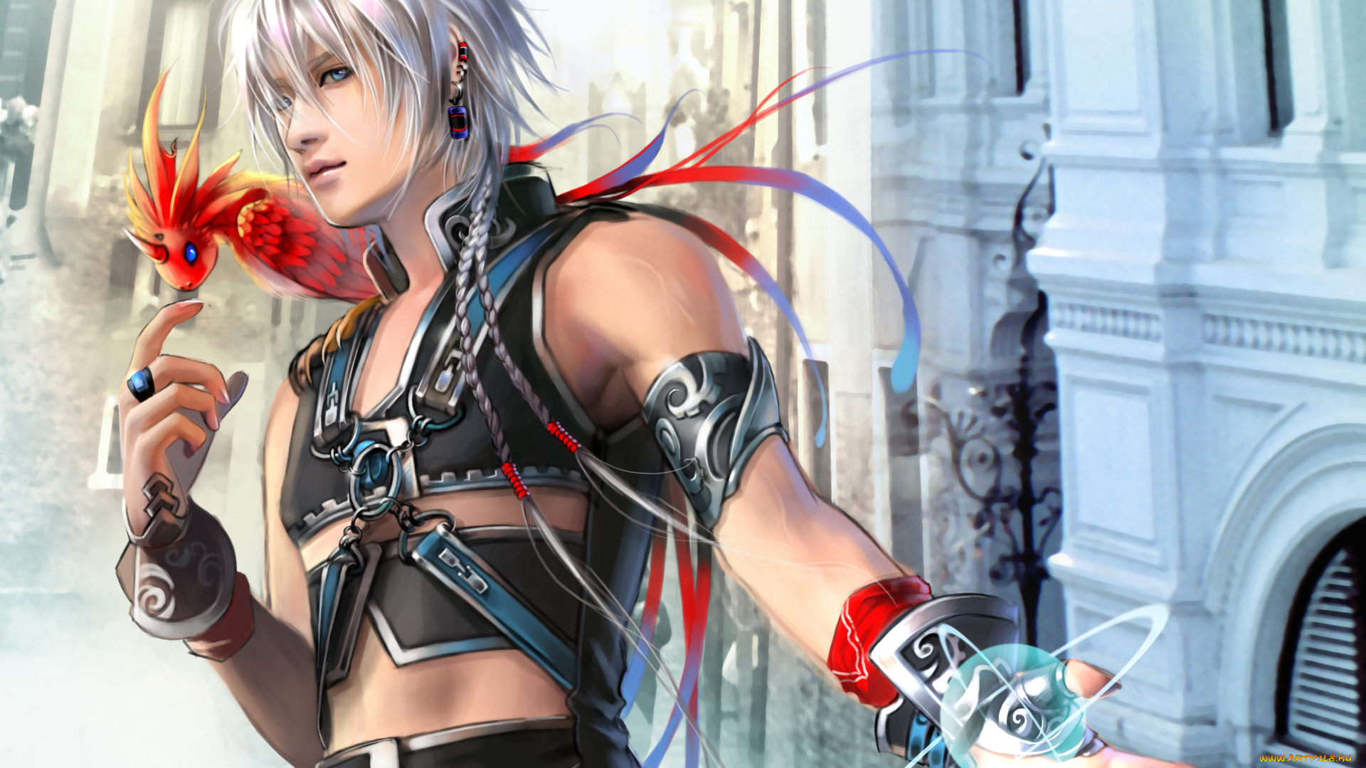 фэнтези, люди, шар, птица, парень