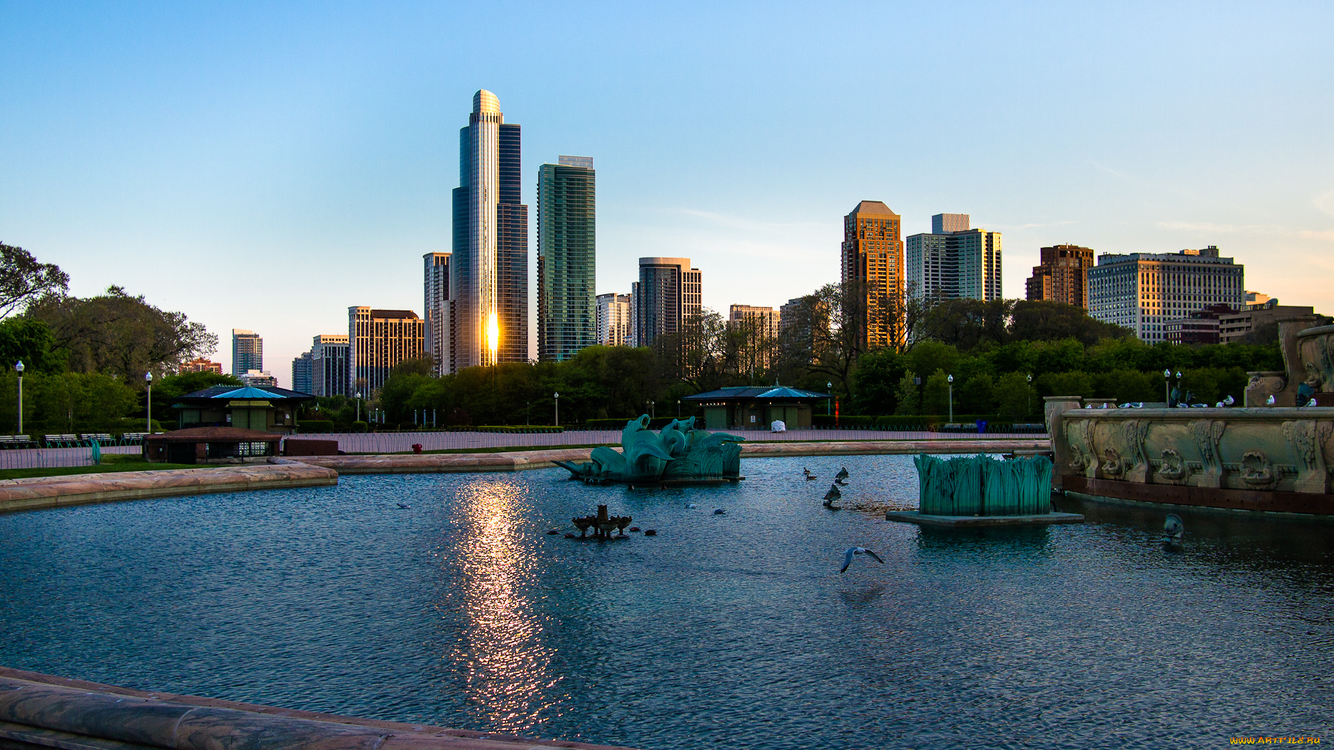 города, Чикаго, , сша, пейзаж