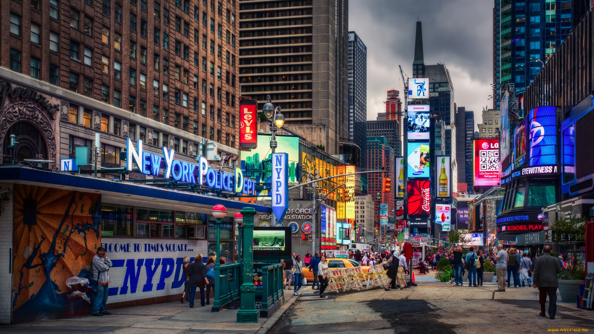 города, нью-йорк, , сша, ночь, hdr, здания