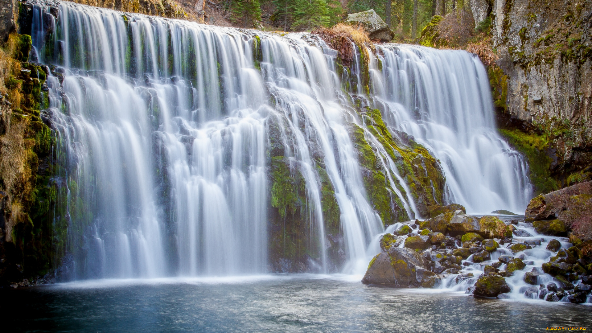природа, водопады, поток, вода