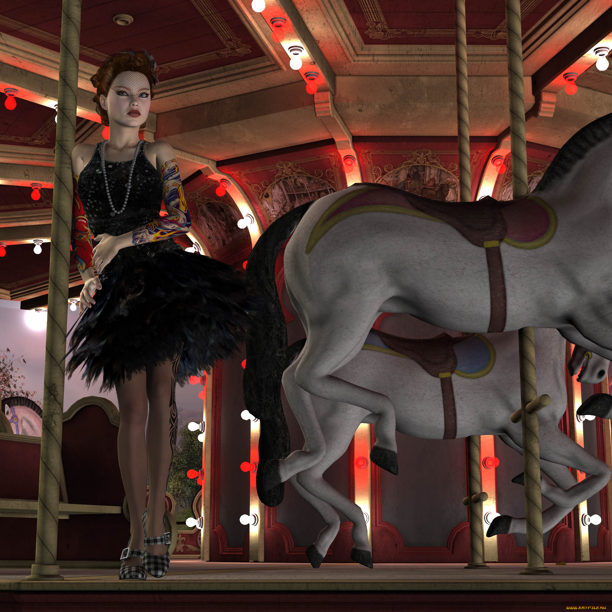 3д, графика, people, , люди, девушка, аттракцион