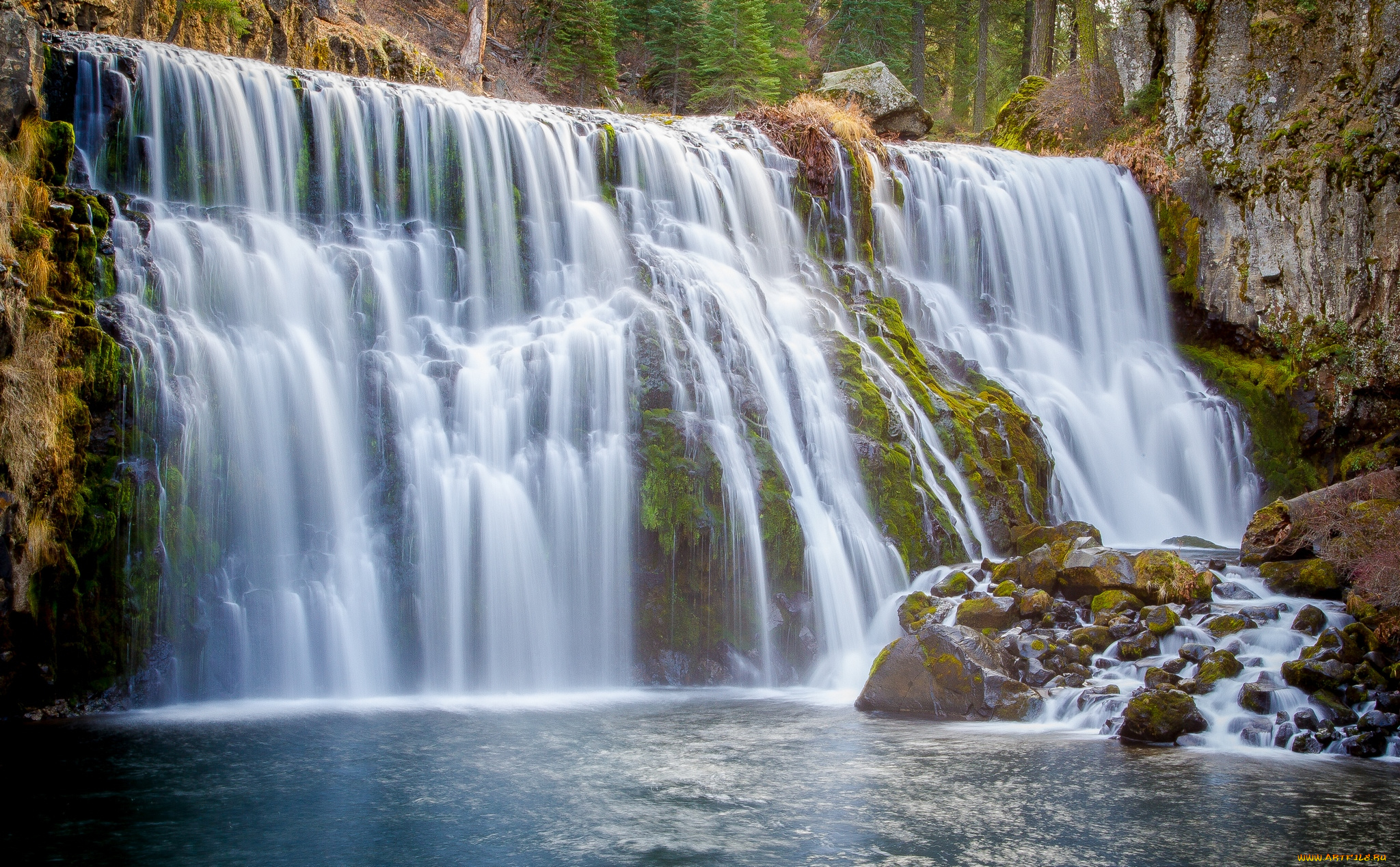 природа, водопады, поток, вода