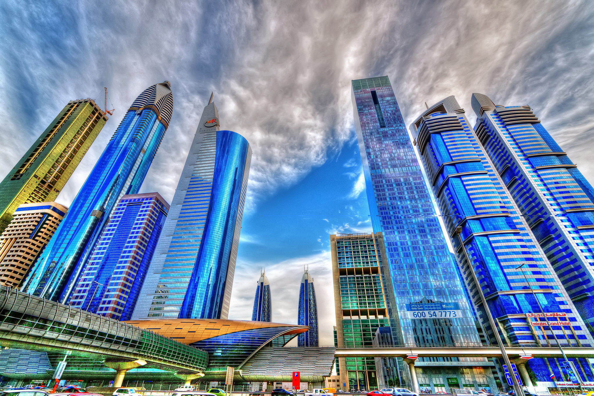 города, дубаи, , оаэ, облака, небоскребы