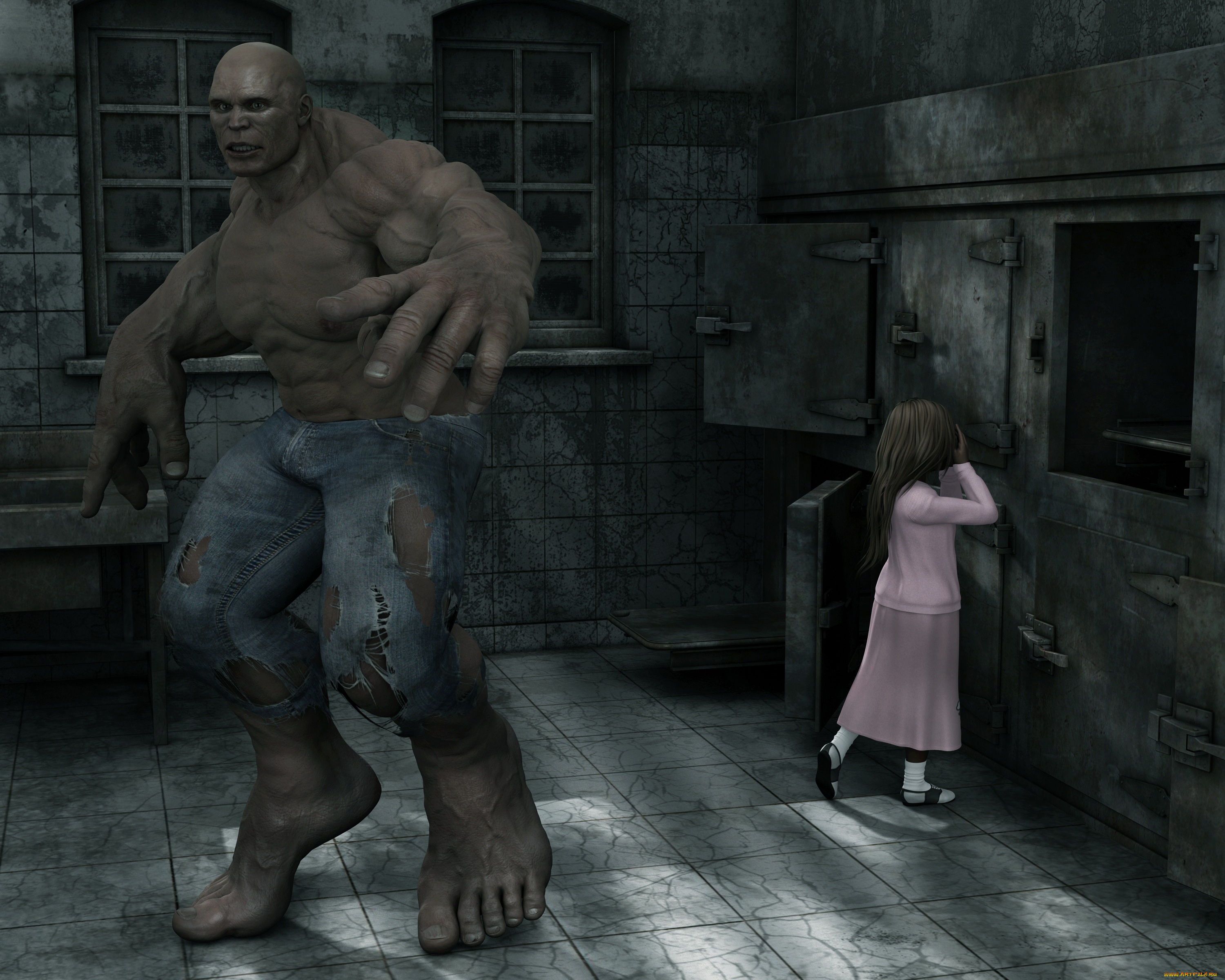 3д, графика, fantasy, , фантазия, девочка, монстр