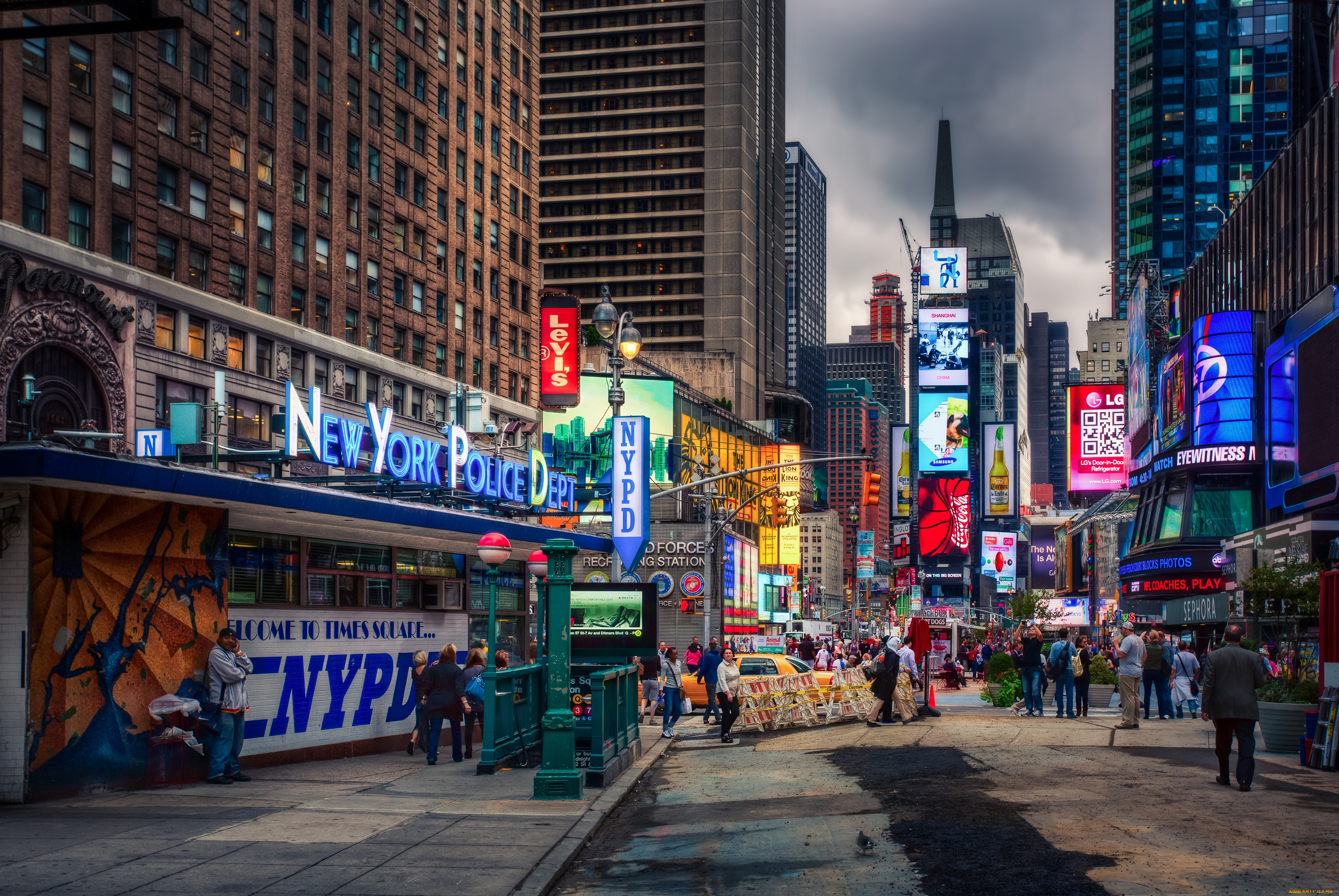 города, нью-йорк, , сша, ночь, hdr, здания