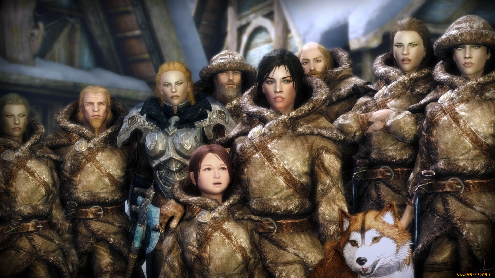 3д, графика, фантазия, , fantasy, девушка, люди, фон, взгляд, собака, ребенок