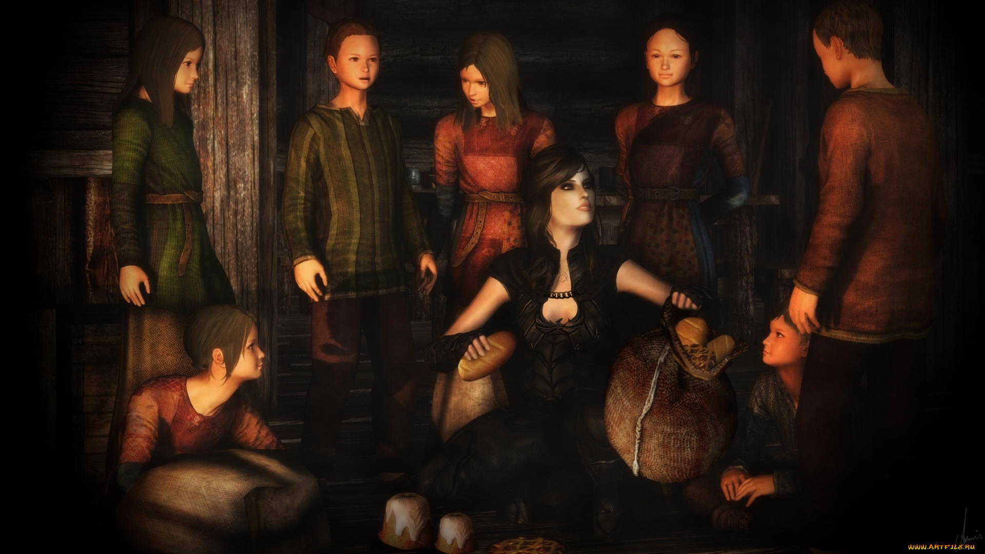 3д, графика, фантазия, , fantasy, хлеб, взгляд, фон, девушки