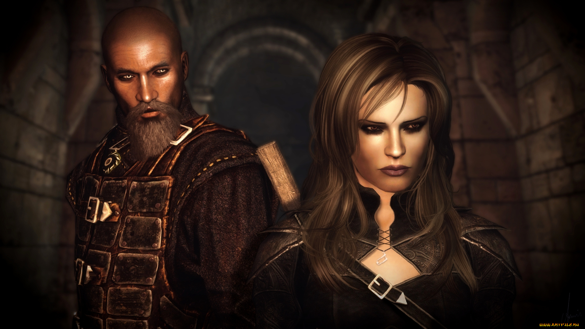 3д, графика, фантазия, , fantasy, мужчина, фон, девушка, взгляд