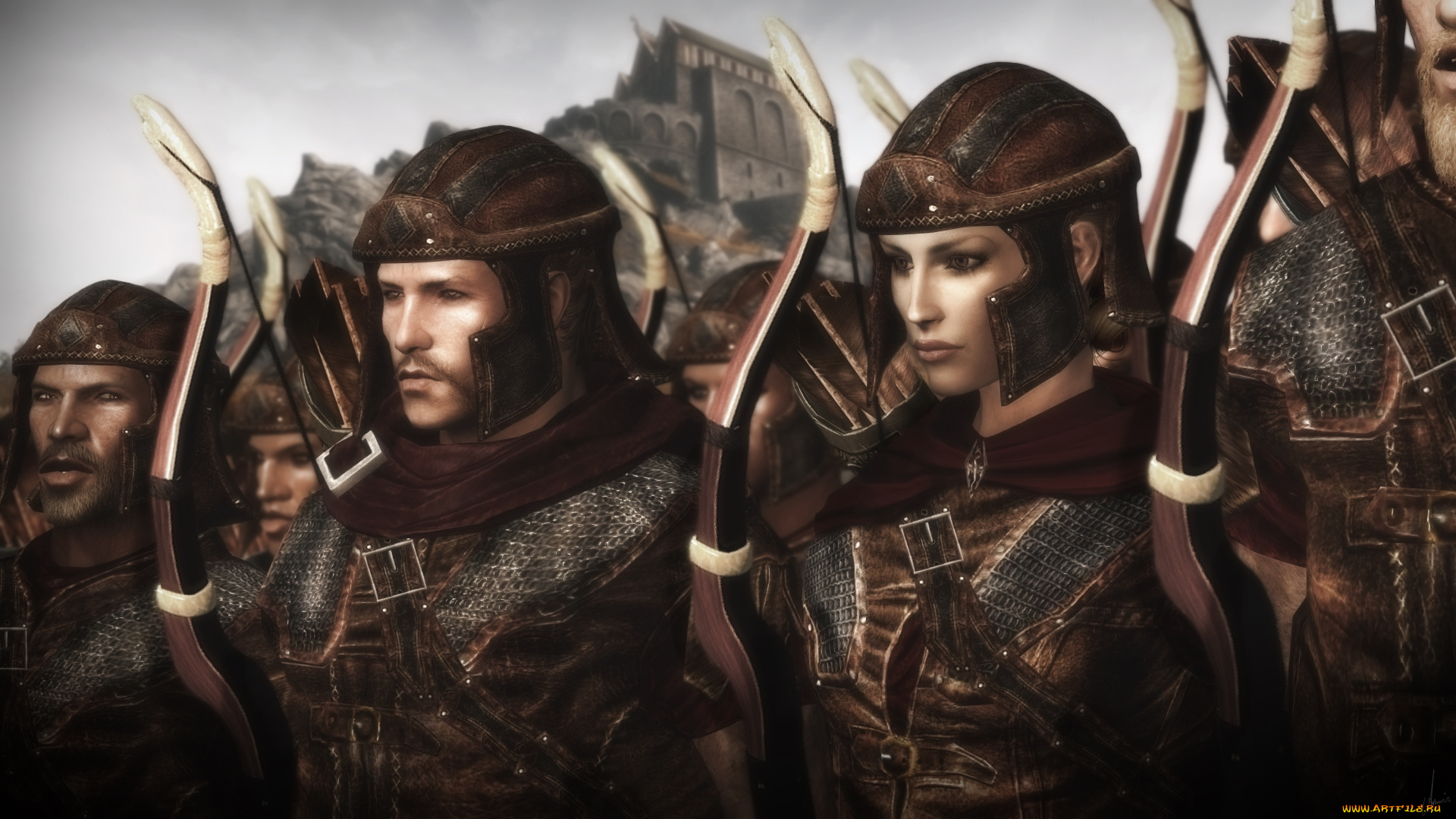 3д, графика, фантазия, , fantasy, солдаты, оружия, фон, взгляд, девушка