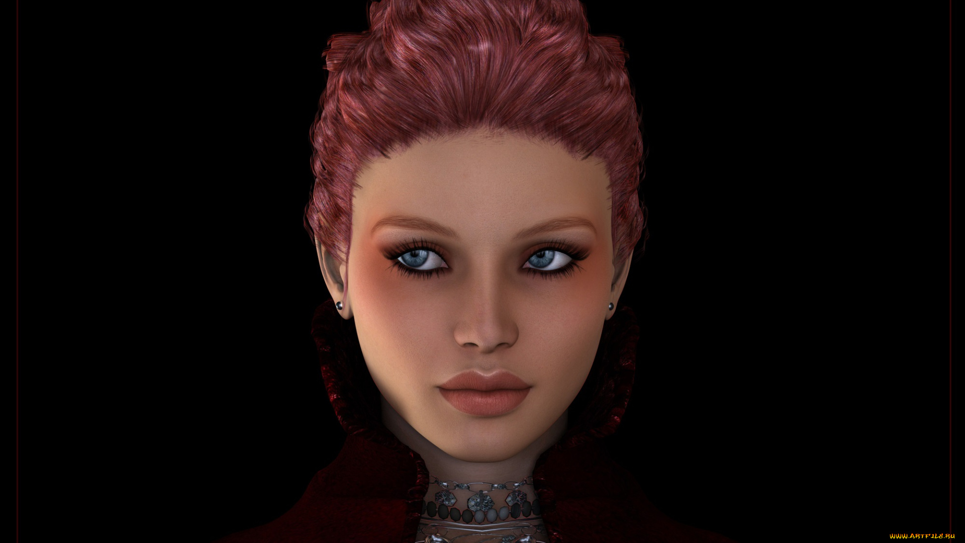 3д, графика, портрет, , portraits, девушка, взгляд, фон, рыжая