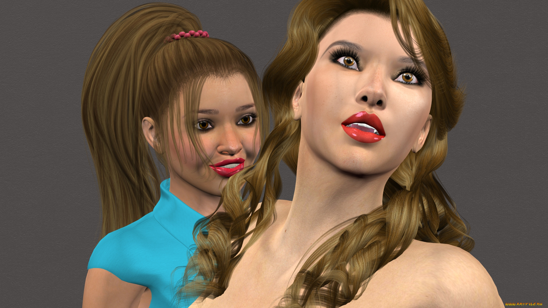 3д, графика, портрет, , portraits, девушки, взгляд, фон