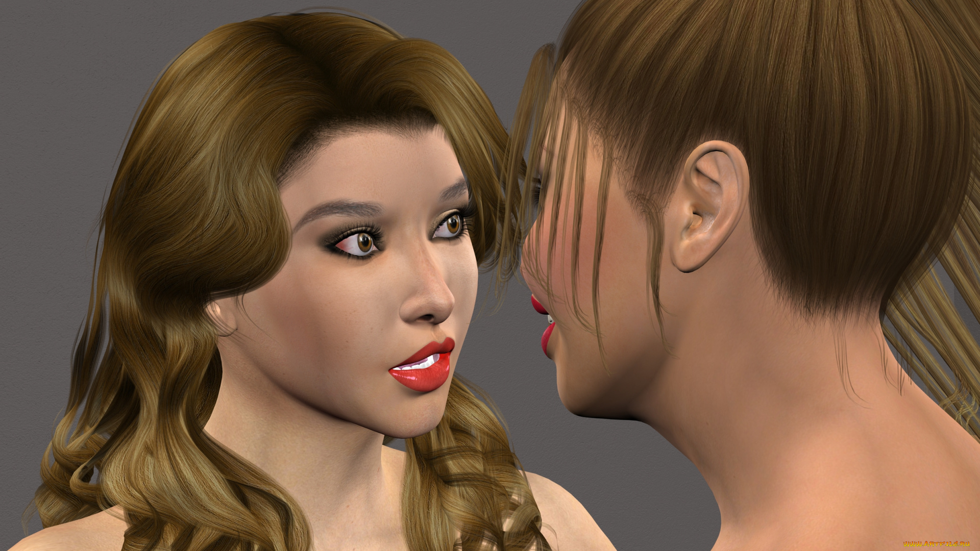 3д, графика, портрет, , portraits, девушки, взгляд, фон