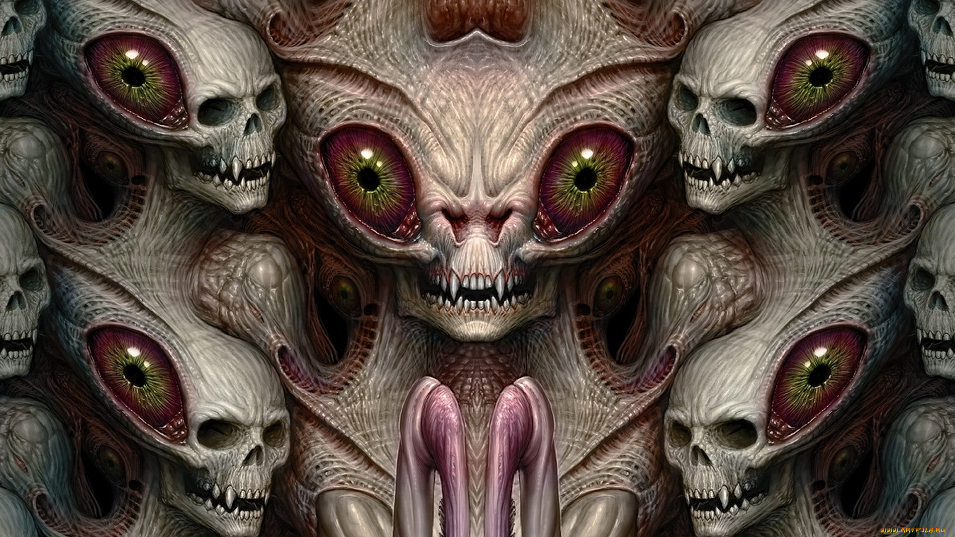 фэнтези, нежить, teeth, eyes, horrible, creatures, faces, heads