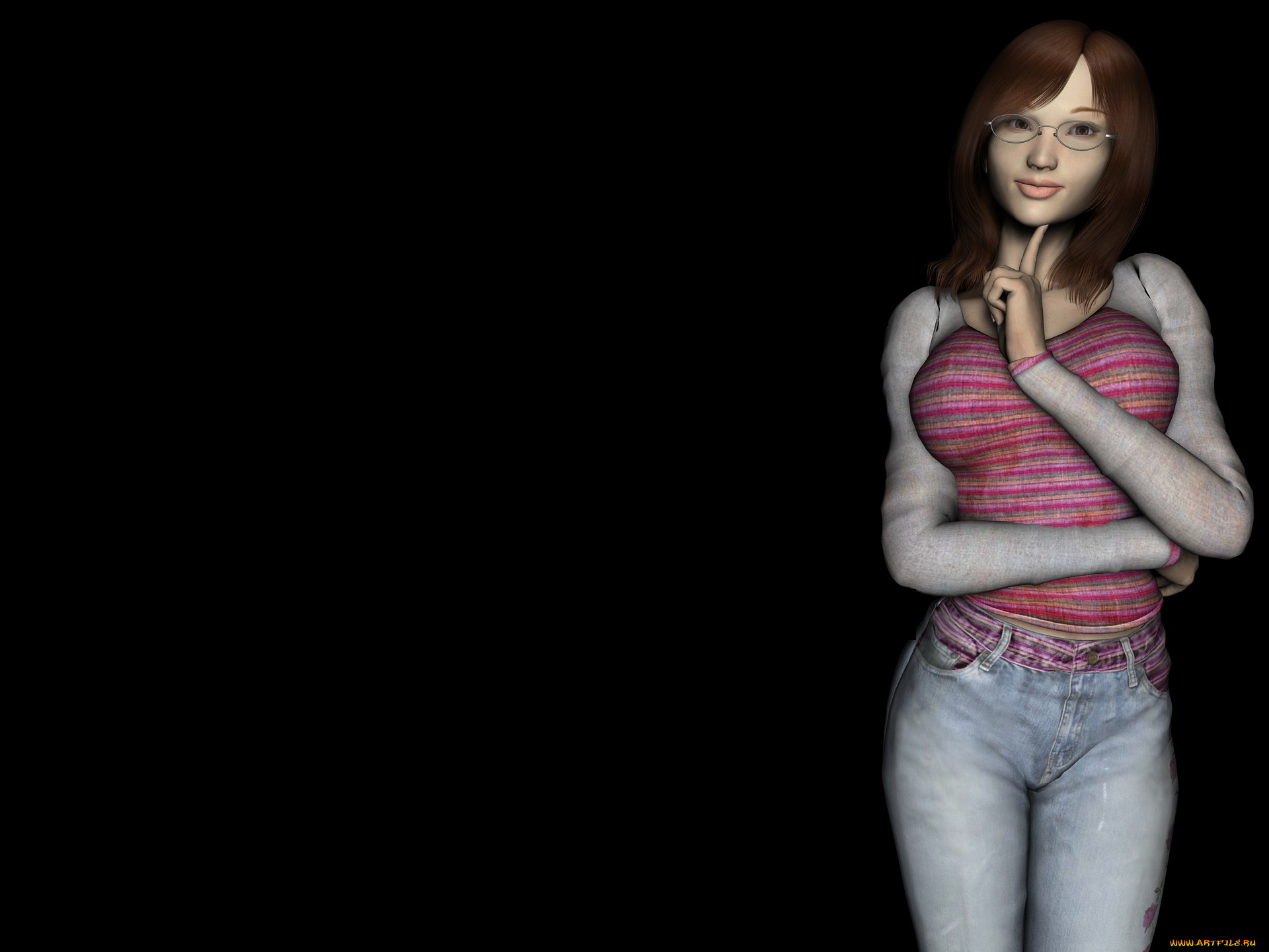 3д, графика, люди, , people, девушка, взгляд, фон, очки