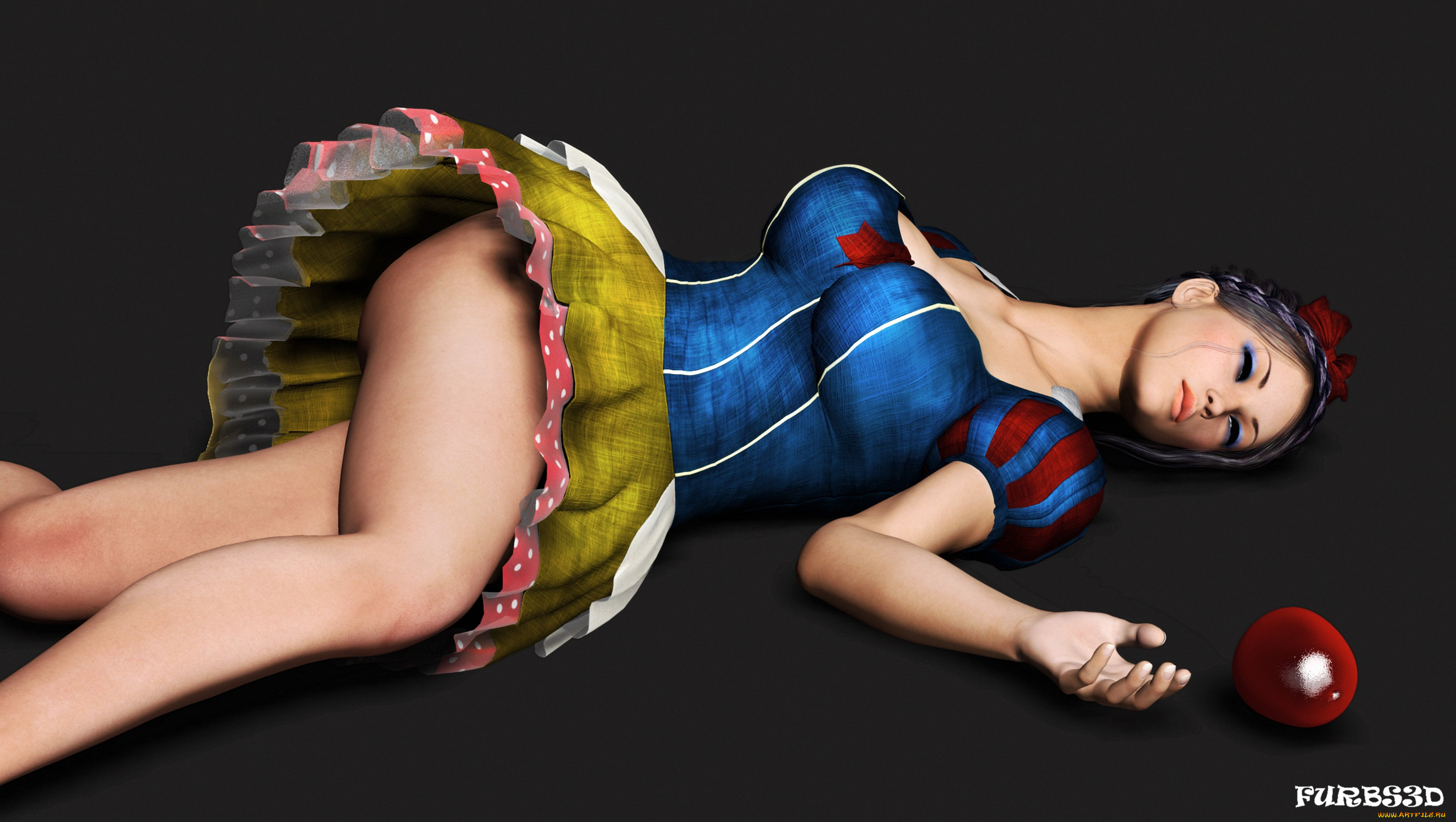 3д, графика, люди, , people, яблоко, девушка