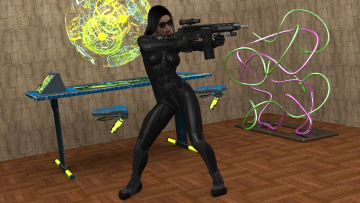 Картинка 3д+графика фантазия+ fantasy девушка взгляд фон оружие