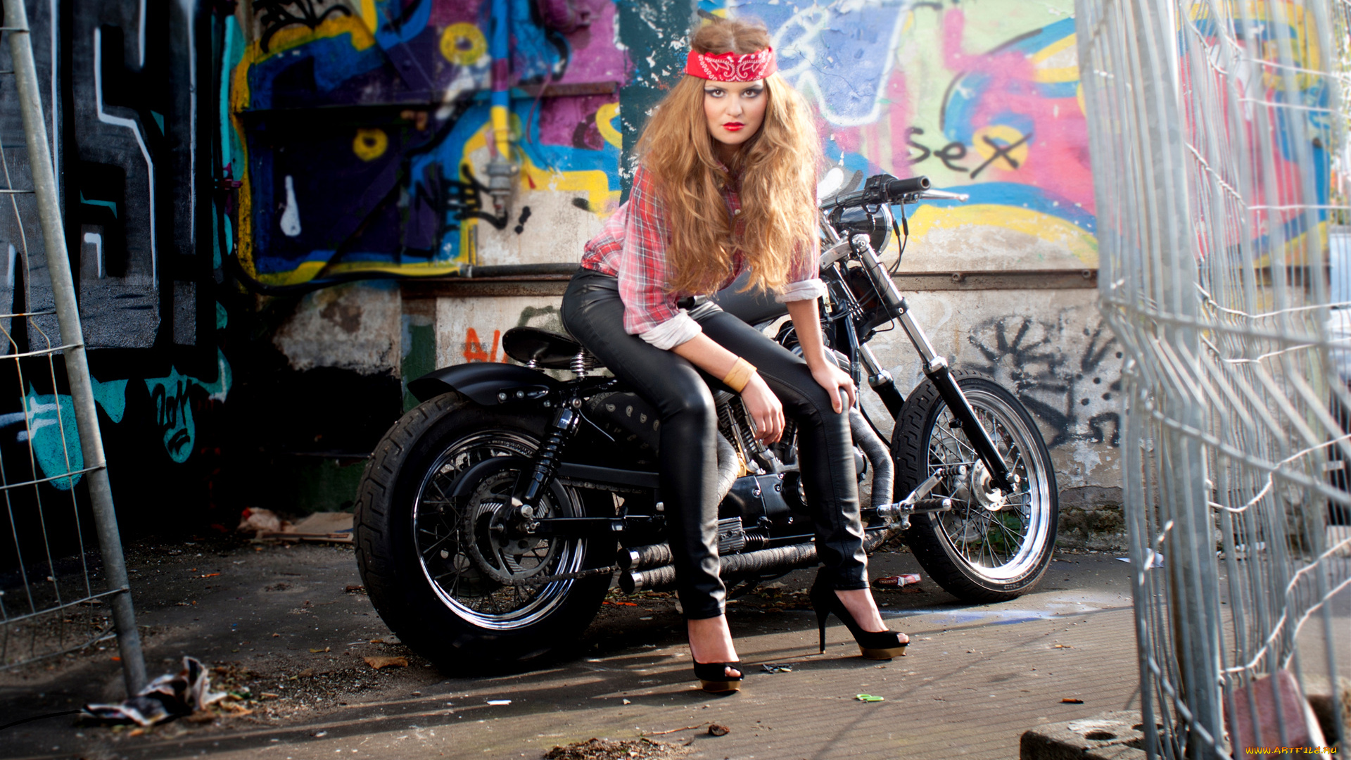 мотоциклы, мото, с, девушкой, moto