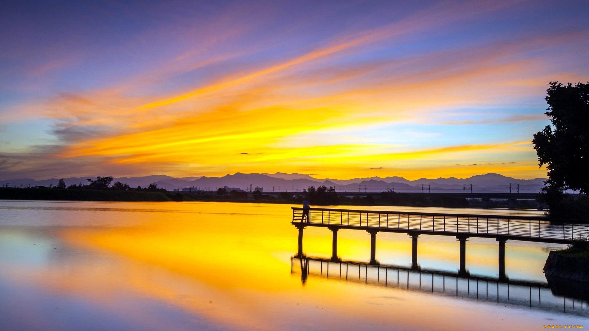 природа, восходы, закаты, утро, берег, причал, озеро, облака, рассвет