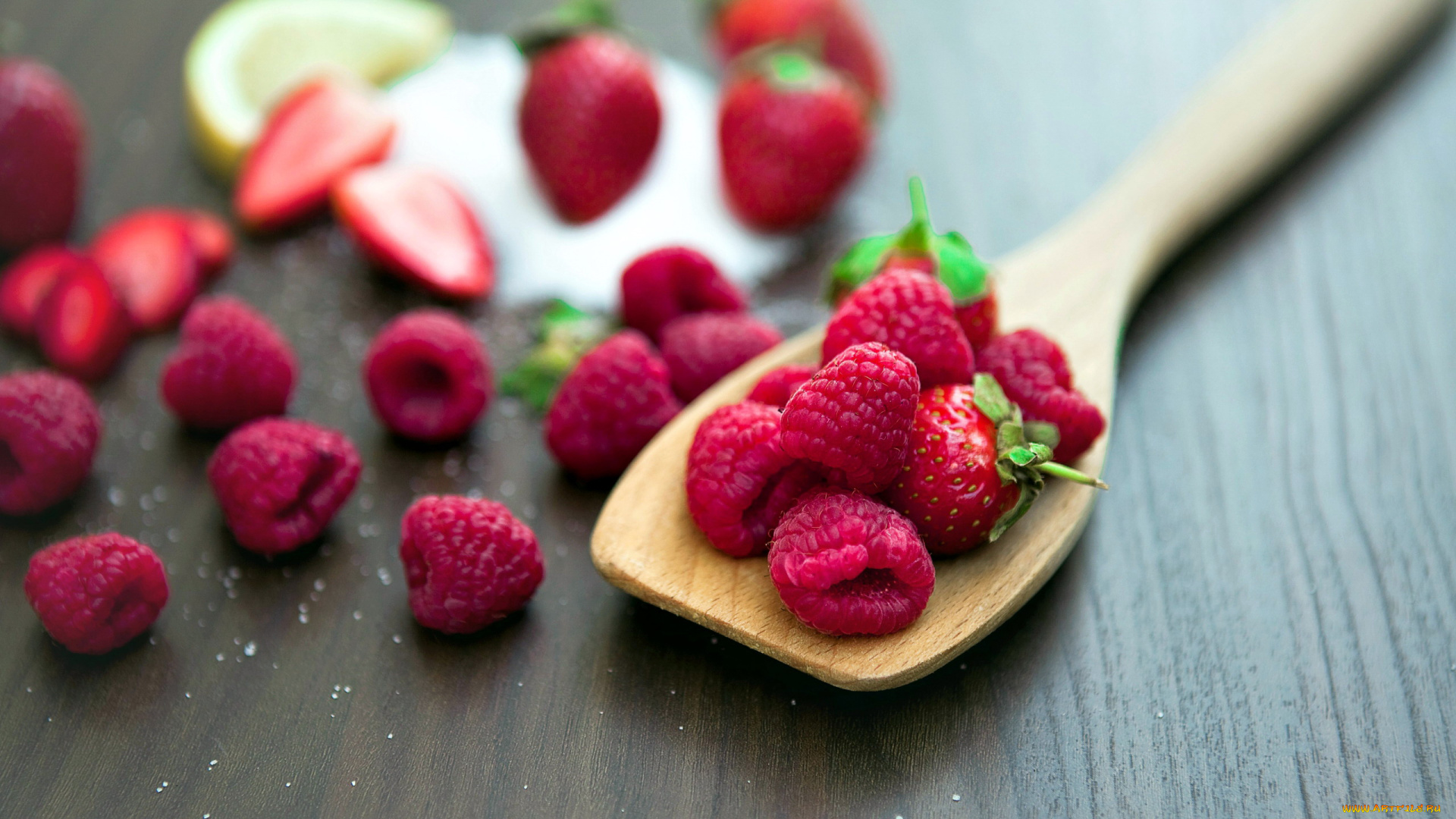 еда, фрукты, , ягоды, малина, клубника