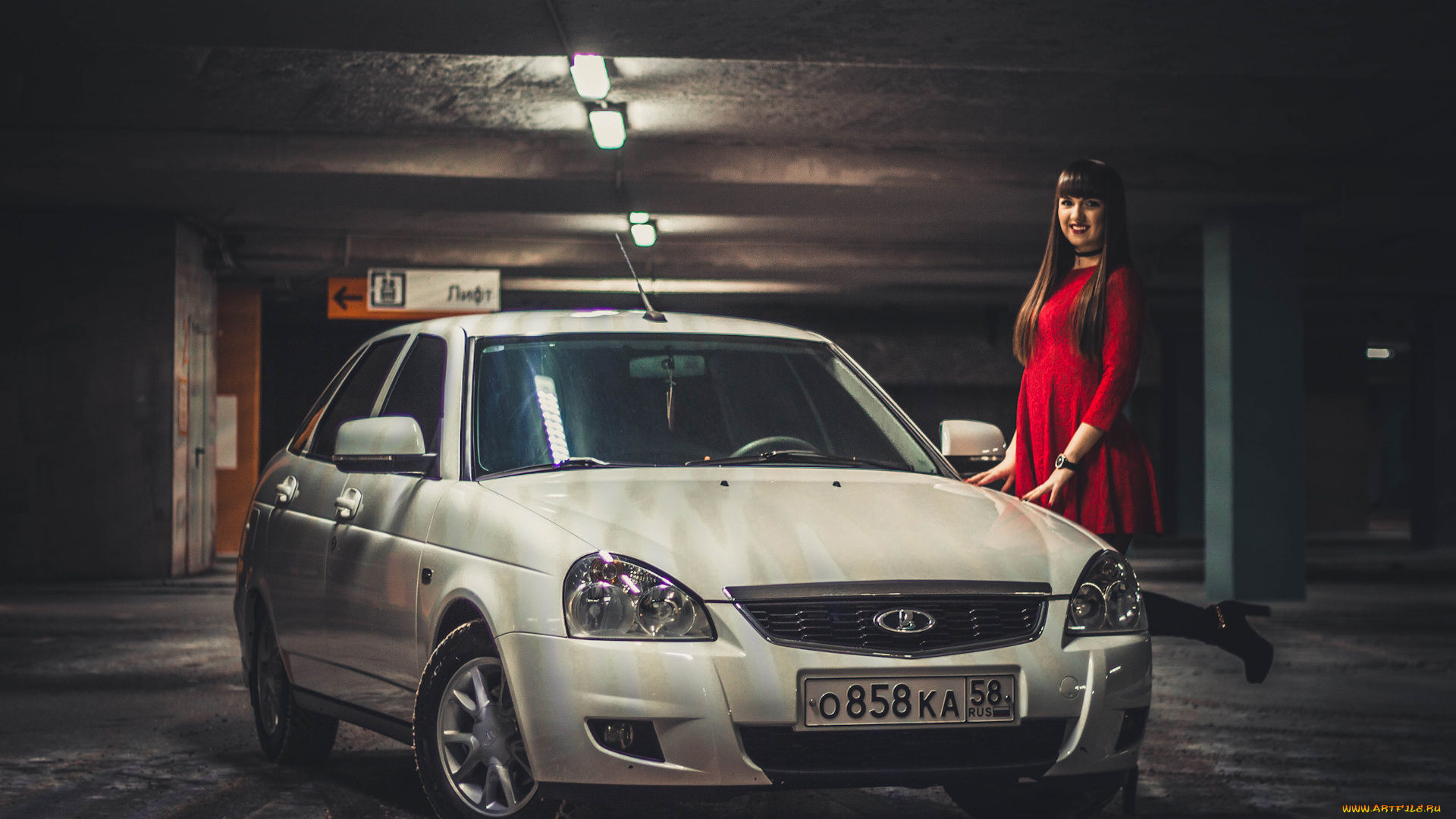 автомобили, -авто, с, девушками, лада, приора