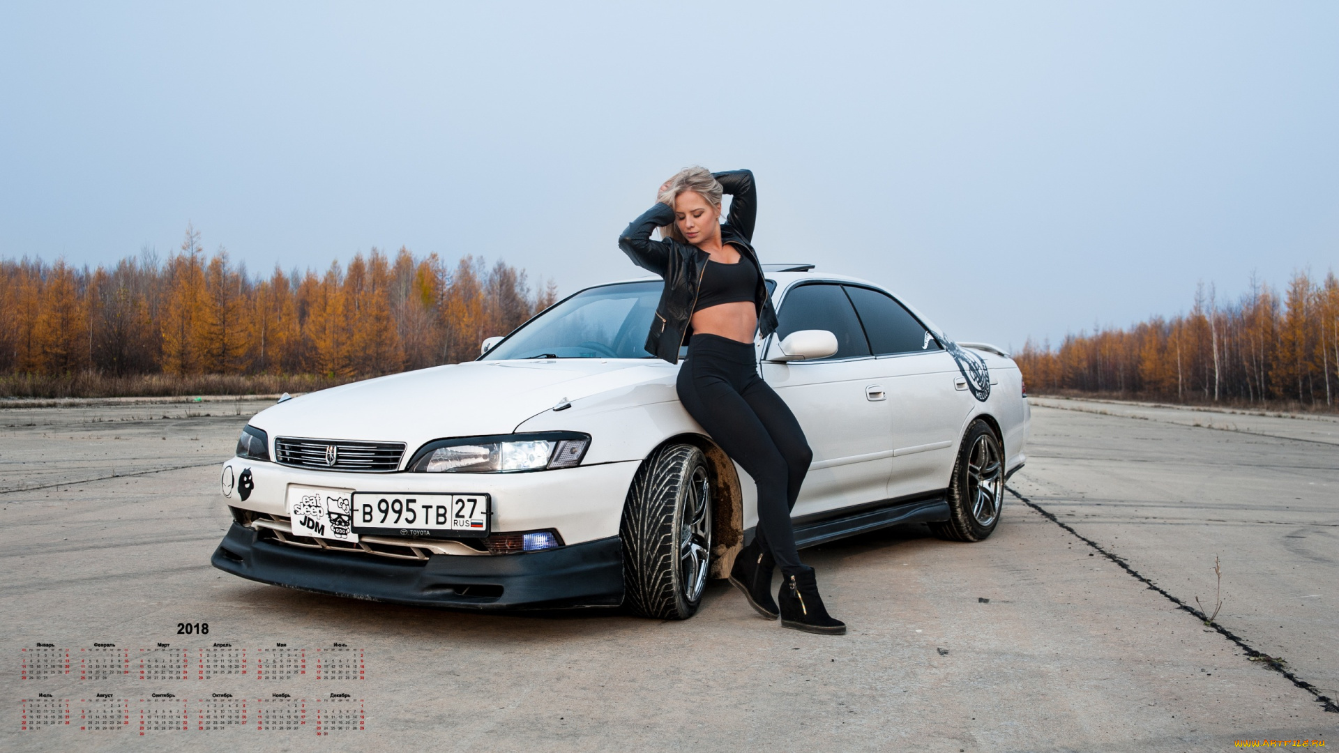 календари, девушки, машина, девушка, взгляд, 2018