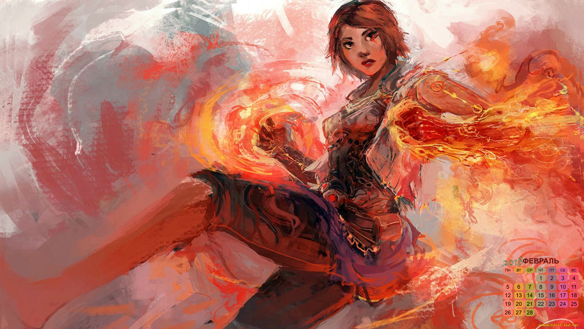календари, фэнтези, взгляд, девушка, 2018
