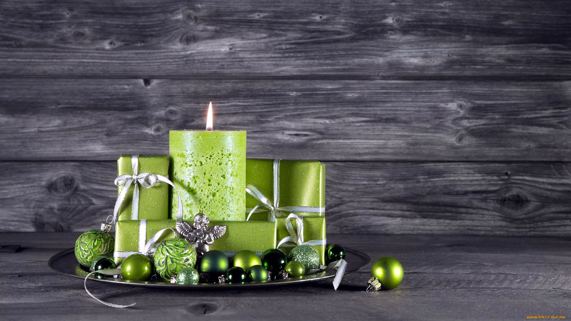 праздничные, -, разное, , новый, год, шары, свеча, подарки