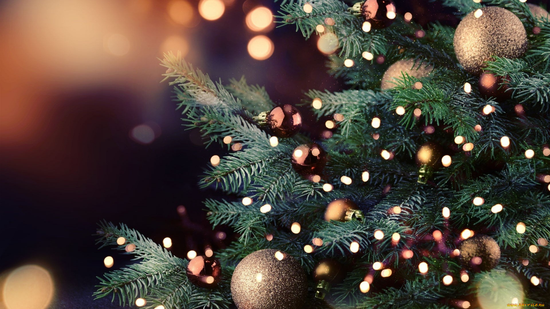 праздничные, Ёлки, игрушки, блики, шары, ёлка