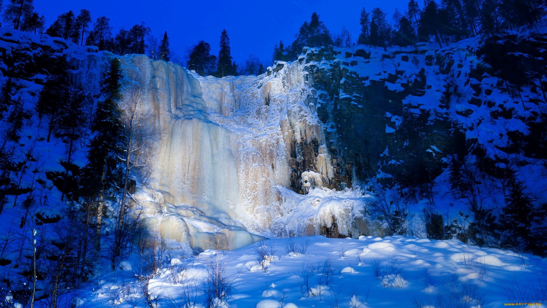 природа, водопады, лед, снег, водопад, зима
