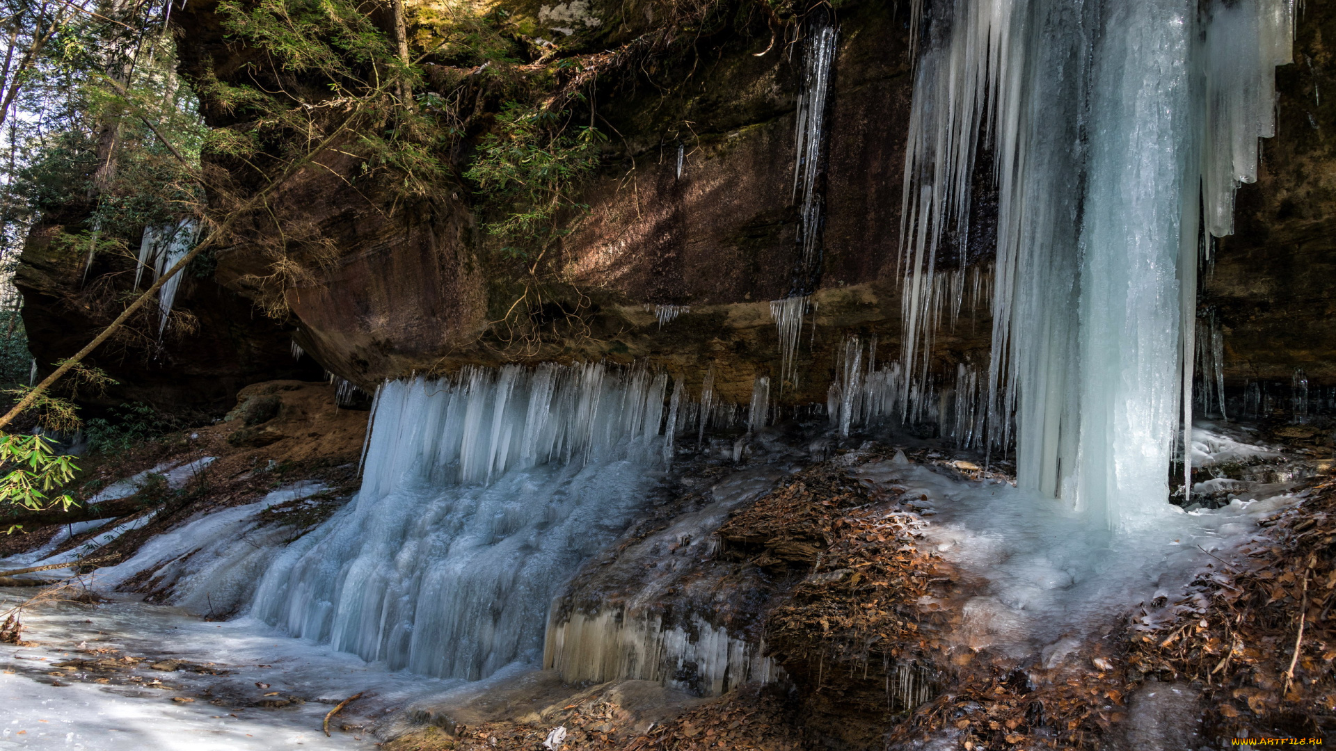 природа, водопады, лед, водопад, зима