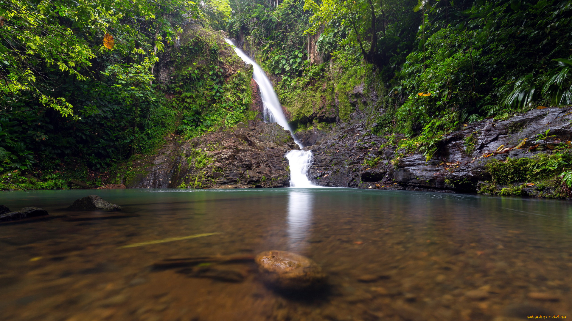 природа, водопады, озеро, водопад, поток