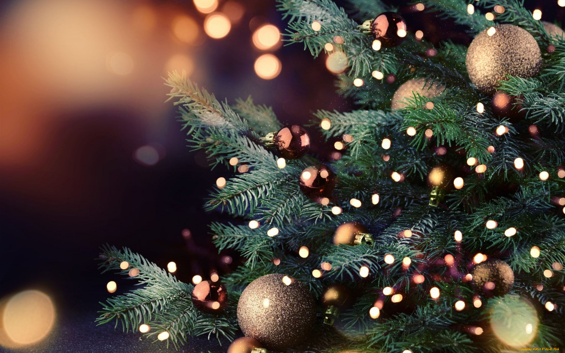 праздничные, Ёлки, игрушки, блики, шары, ёлка