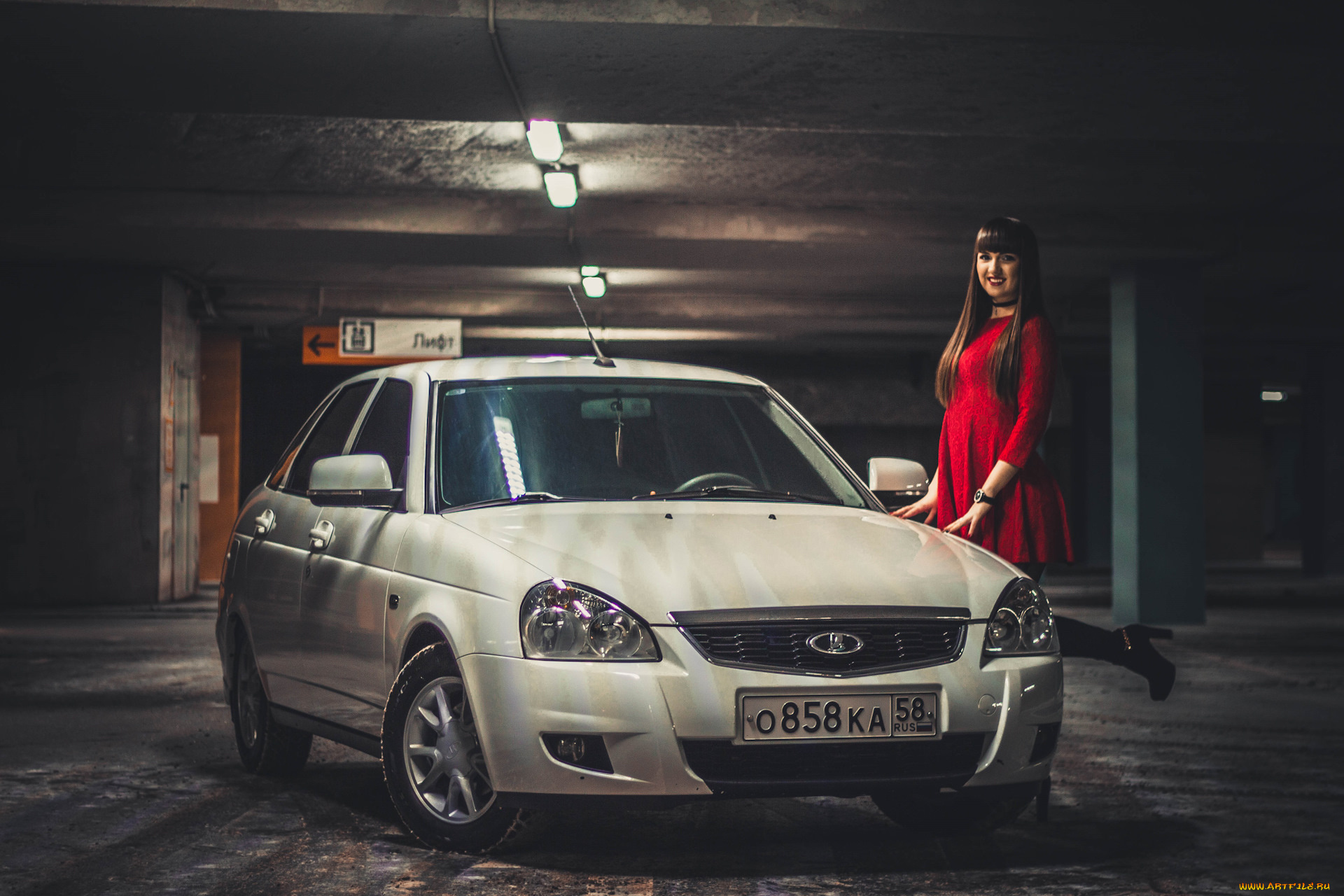 автомобили, -авто, с, девушками, лада, приора