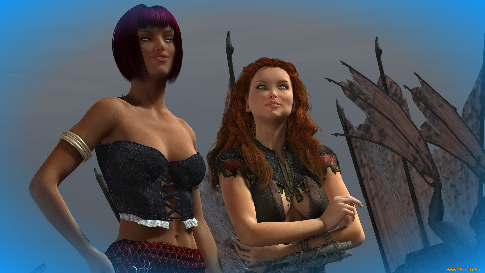 3д, графика, фантазия, , fantasy, фон, взгляд, девушка