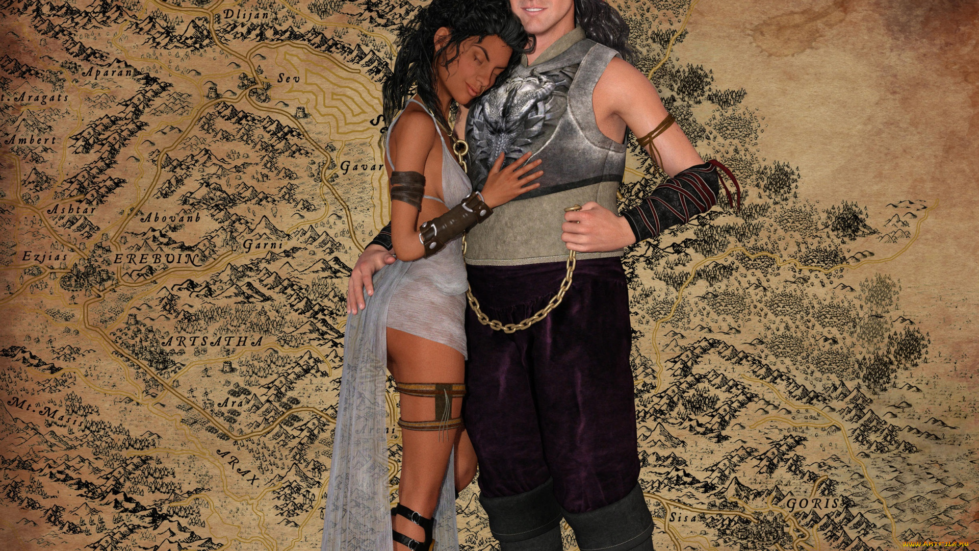 3д, графика, романтика, , romantics, девушка, взгляд, фон