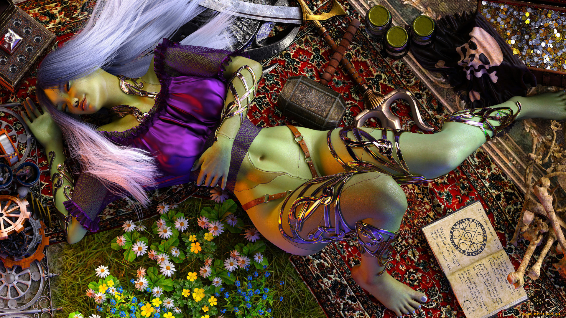 3д, графика, _science, fiction, фон, девушка, взгляд