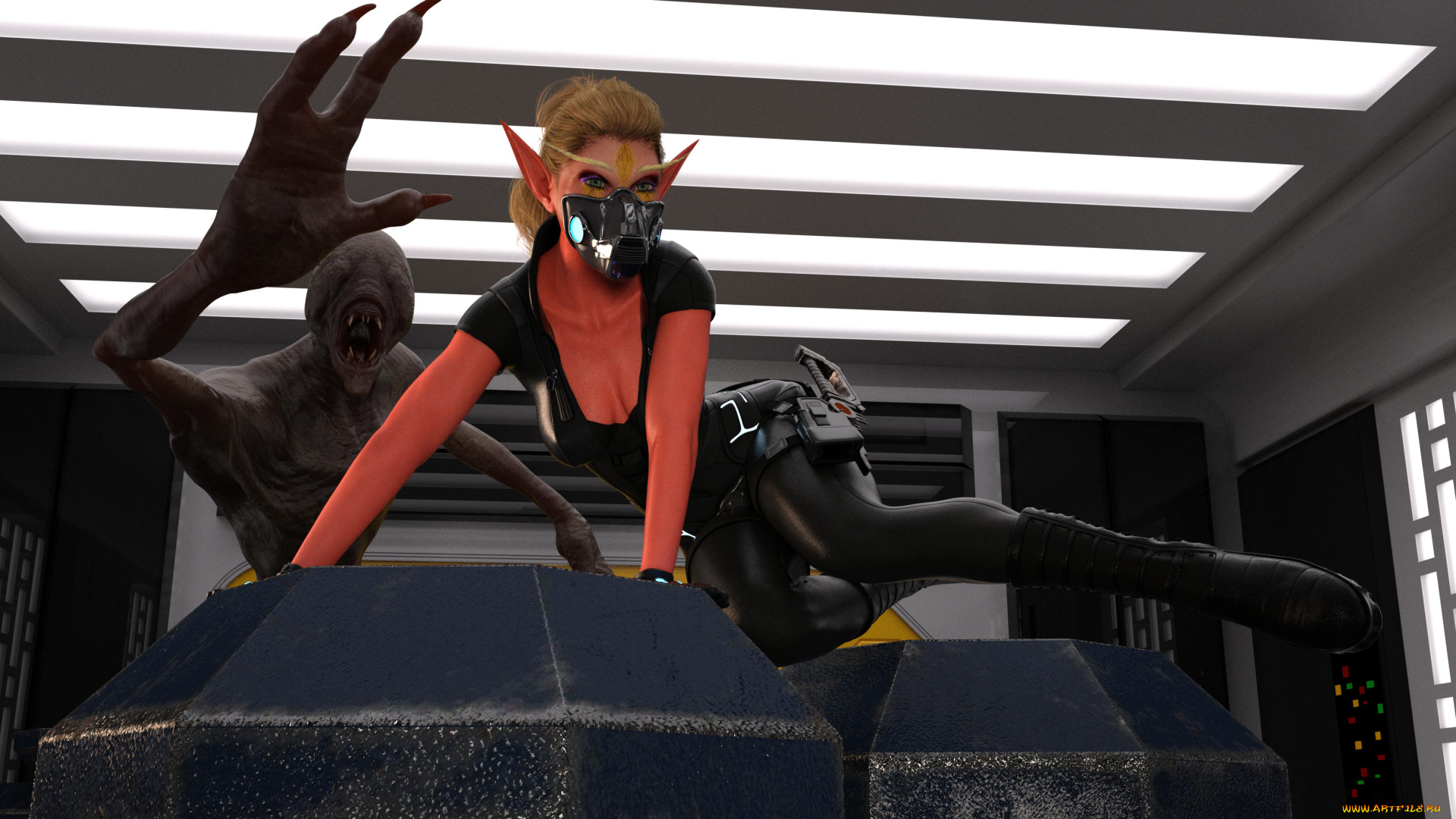 3д, графика, существа, , creatures, фон, взгляд, девушка