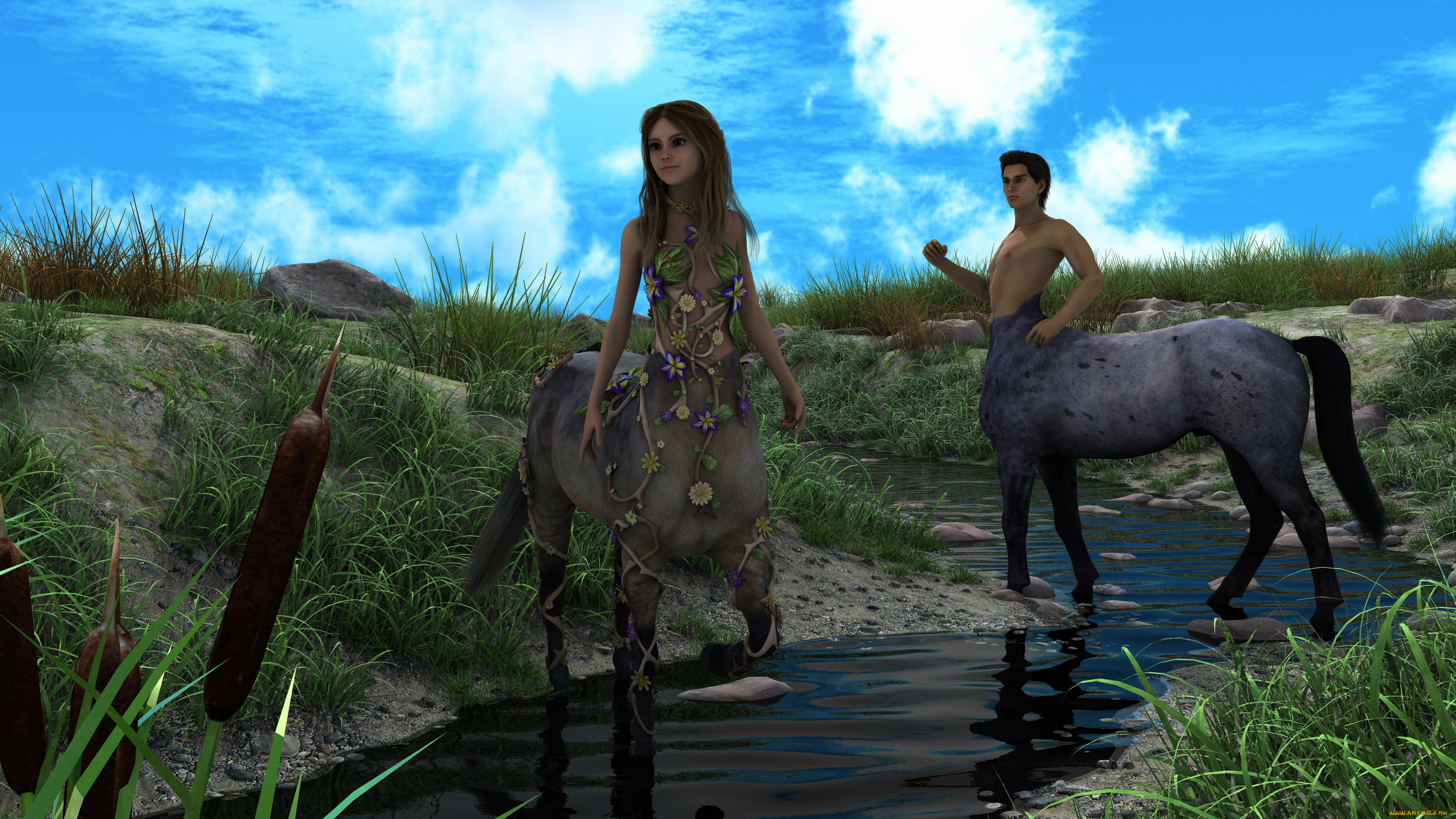 3д, графика, существа, , creatures, девушка, взгляд, фон