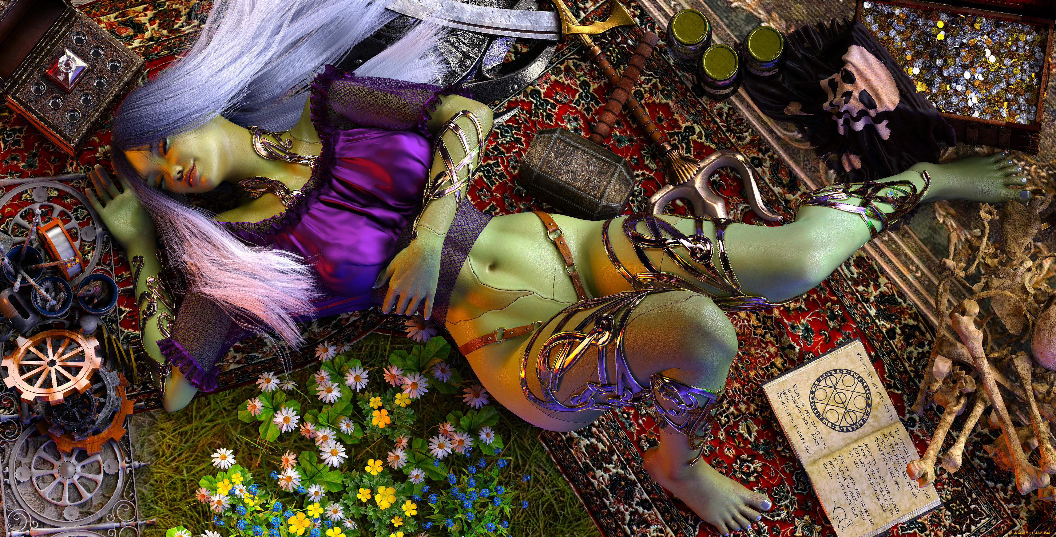 3д, графика, _science, fiction, фон, девушка, взгляд