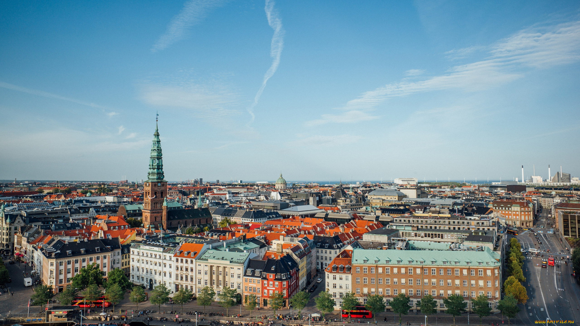 города, копенгаген, , дания, панорама