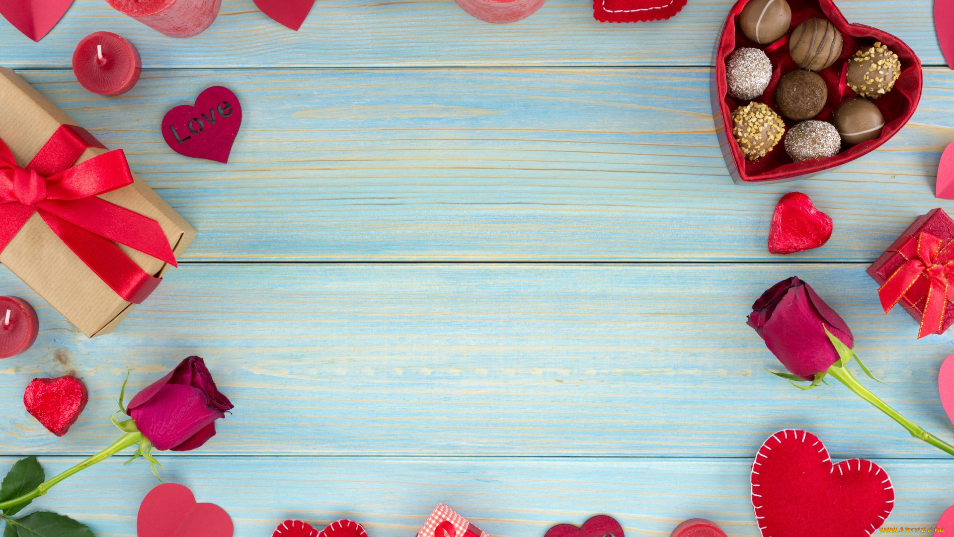 праздничные, день, святого, валентина, , сердечки, , любовь, конфеты, подарок, свечи, розы, сердечки