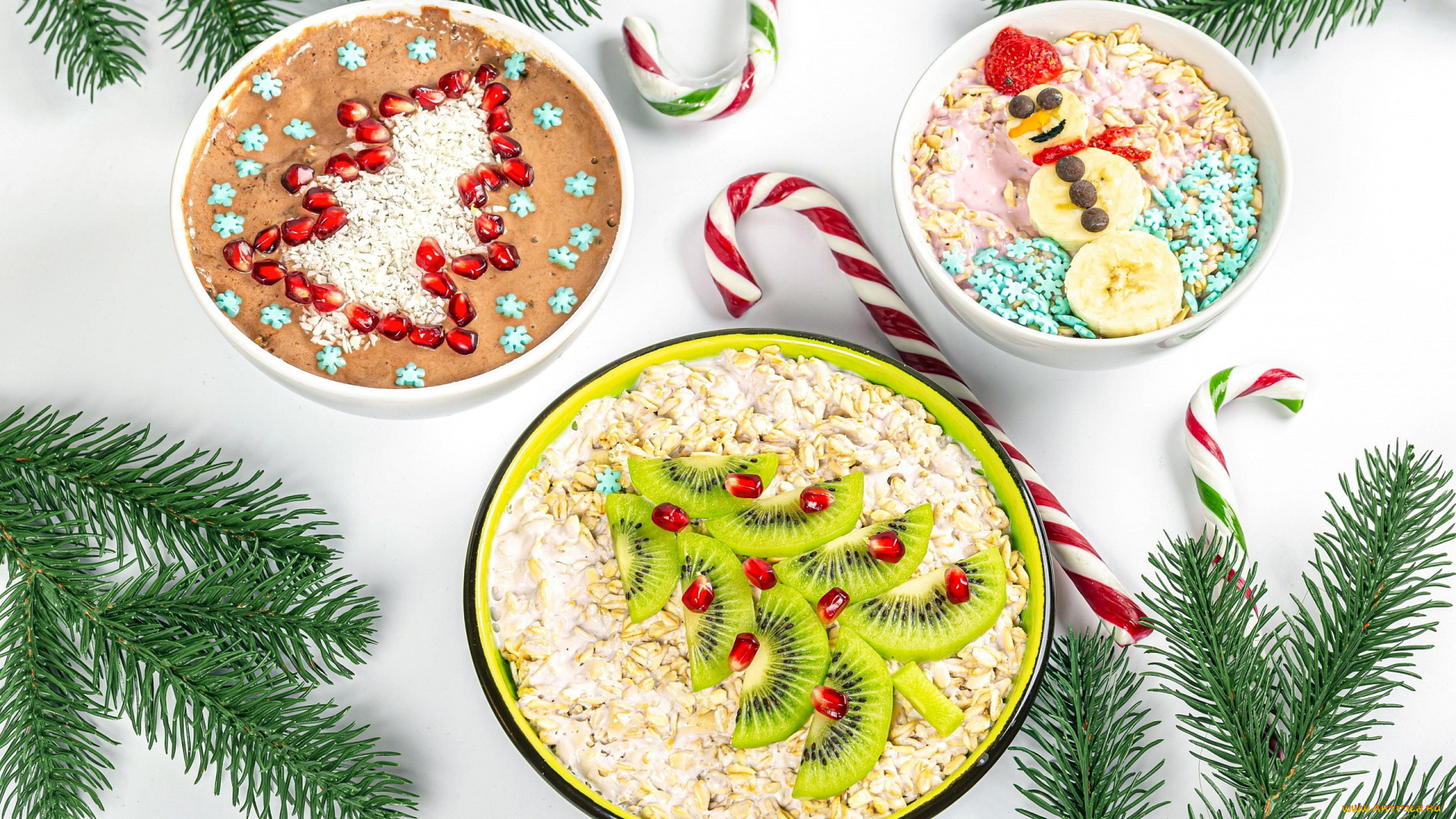 праздничные, угощения, леденцы, еловые, ветки, блюда