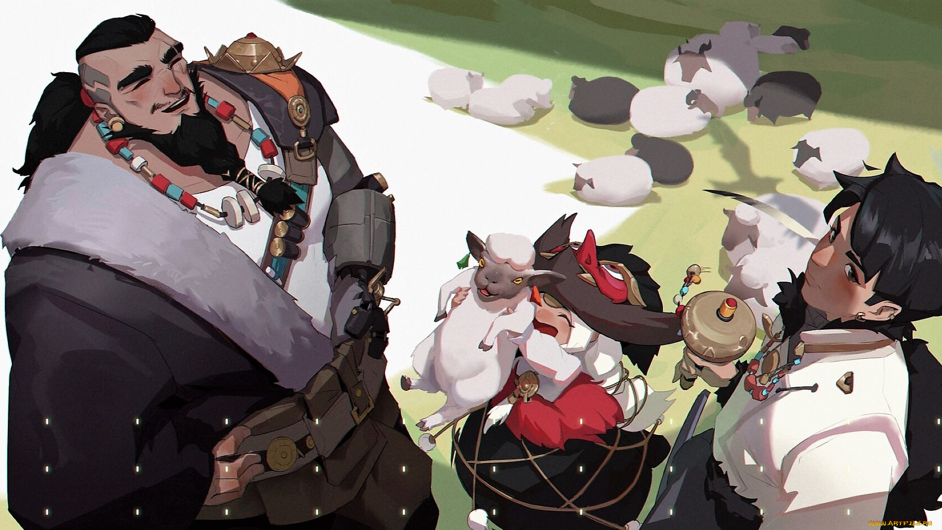 аниме, unknown, , другое, , мужчины, девочка, овцы