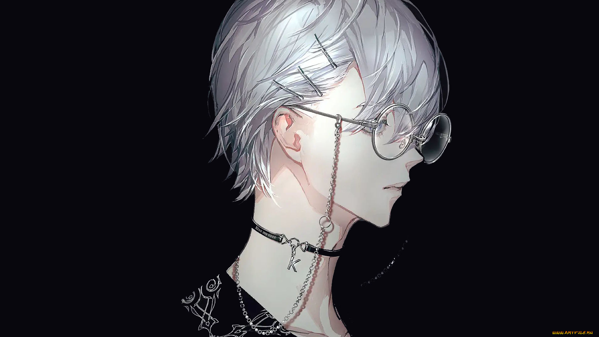 аниме, unknown, , другое, , парень, лицо, украшения, очки